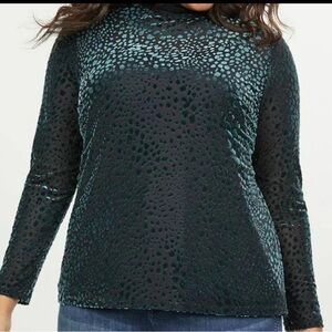 Lane Bryant Sheer  Velvet Burnout Mock Neck Top Decadent Burnout 18/20